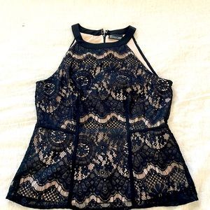 New York & Company 7th Avenue Design Studio Black lace top size Small